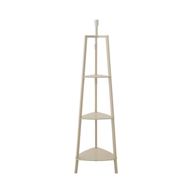 ValueLights Hiru Cream 3 Tier Wooden Shelf Tripod Floor Lamp Base Cream
