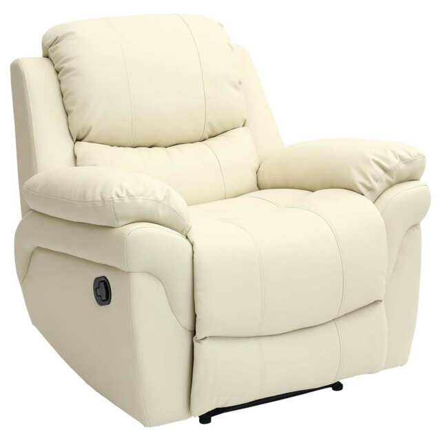 Madison Bonded Leather Manual Recliner Sofa Home Lounge Chair (Cream)