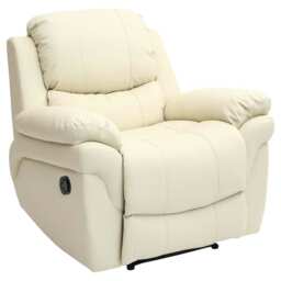 Madison Bonded Leather Manual Recliner Sofa Home Lounge Chair (Cream)