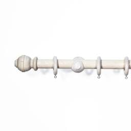 Lister Cartwright 33 mm Wood Curtain Poles Fixed Length Rubber Wooden Finials, Antique White 180 cm