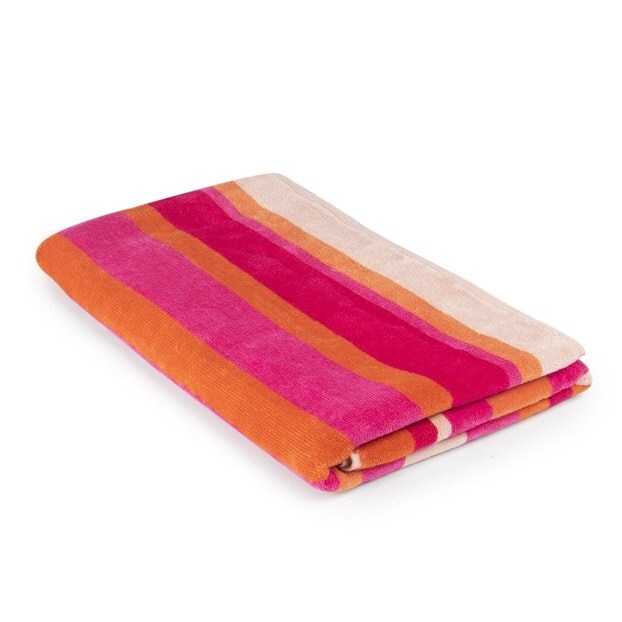 Velour Stripe Beach Towel - Pink
