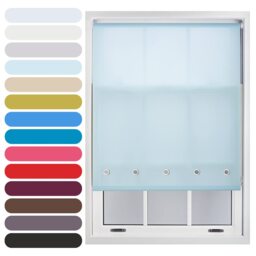 FURNISHED Roller Blinds Daylight Round Eyelet Light Filtering Easy Fit Trimmable Window Blind Blue Duck Egg Blue (W) 50cm x (L) 165cm