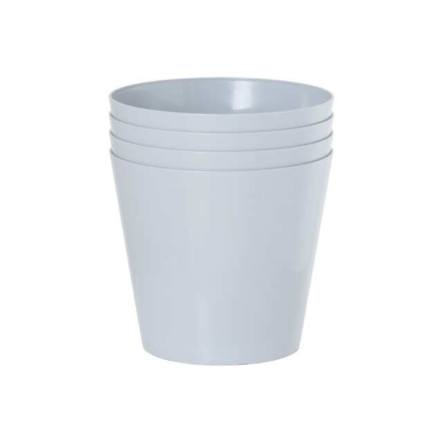 Wham studio 4x 26cm Round Plastic Planter Grey Cool Grey