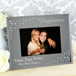 Personalised Eighteen Diamante 6x4 Glass Photo Frame Silver One Size