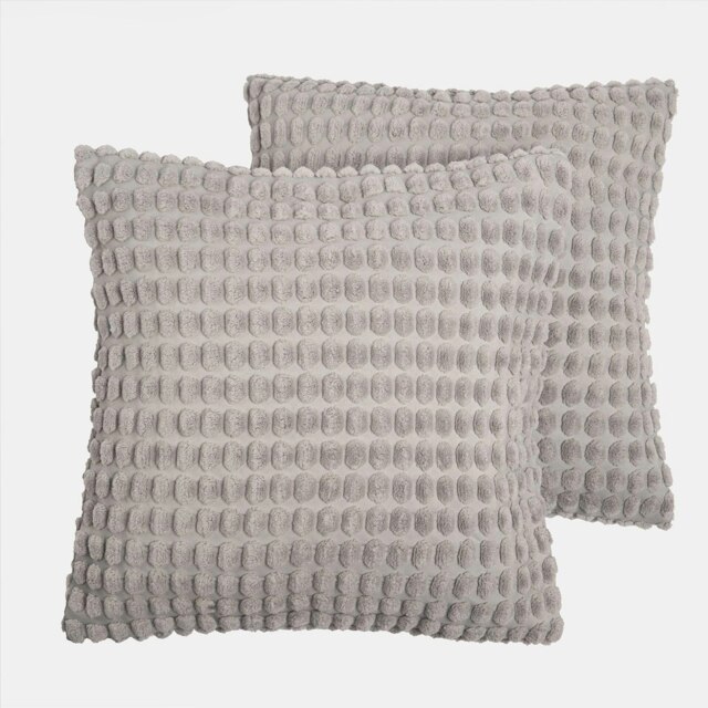OHS 2 x Bobble Tufted Textured Cushion Covers, 45x45cm - Grey
