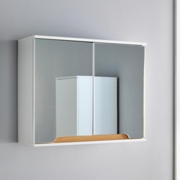Bathroom Cabinet Wall Mounted Mirrored Vanity Storage Organiser White