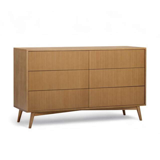 Teamson Home Tremolo Chest of Drawers 6 Drawer Bedroom Dresser, Natural