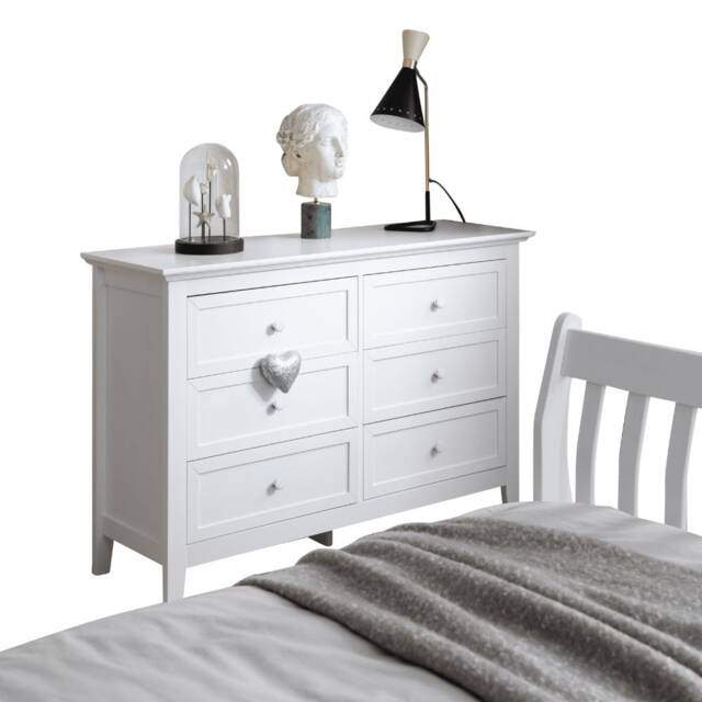 Torsby Chest of Drawers 6 Drawer in Classic White