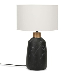 ValueLights Selma Black Marble Effect Table Lamp Black Shade and Bulb