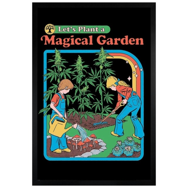 Black Wooden Framed Steven Rhodes Let's Plant a Magical Garden Maxi Poster Multi
