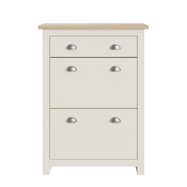Lancaster 2 Door 1 Drawer Shoe Cabinet Cream Cream
