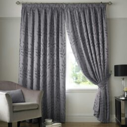 Voli Pencil Pleat Taped Top Lined Curtains - 117cm x 137cm - Silver