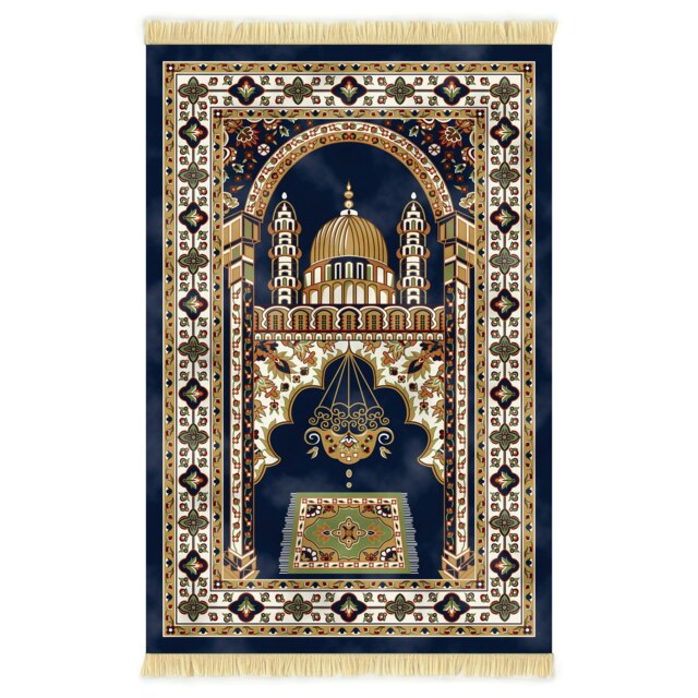 Velvet Prayer Mat - Blue and Green Blue