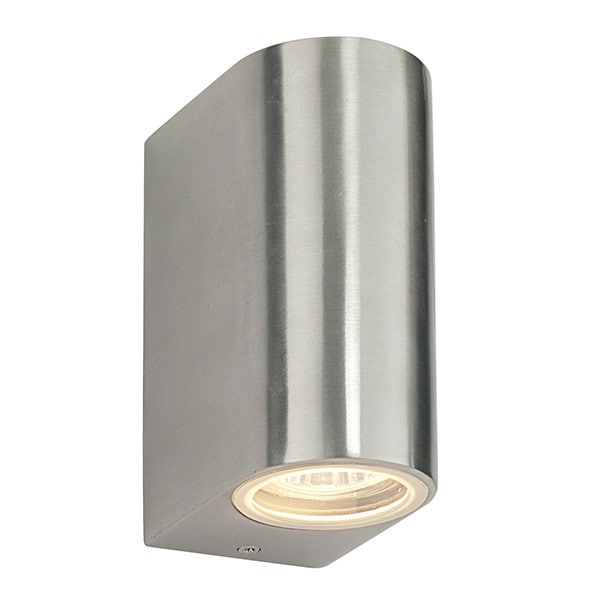 Doron Outdoor Wall IP44 35W Brushed Alloy & Clear Glass 2 Light Dimmable IP44 - GU10