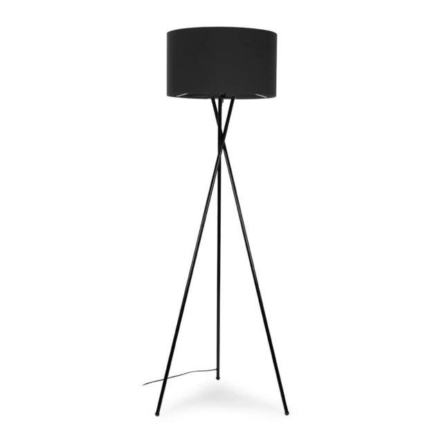 ValueLights Camden Black Tripod Floor Lamp Charcoal Shade and Bulb