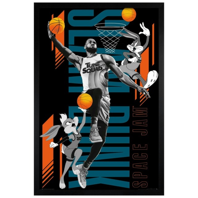 Black Wooden Framed Space Jam 2 Slam Dunk Maxi Poster Multi