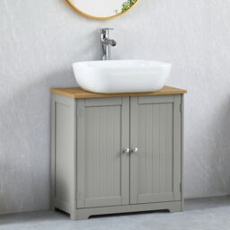 Bath Vida Priano 2 Door Under Sink Freestanding Bathroom Cabinet, Grey & Oak Grey Grey & Oak 1