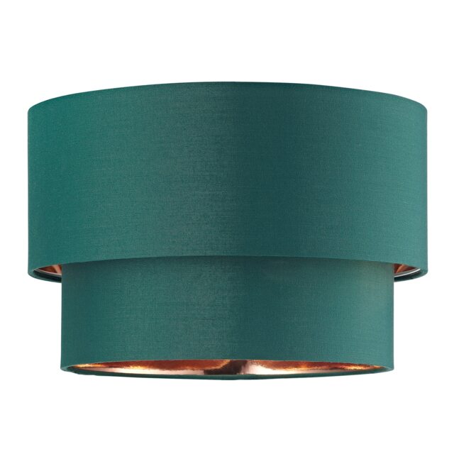 Modern Forest Green Cotton Double Tier Ceiling Shade with Shiny Copper Inner Green Forest Green 1