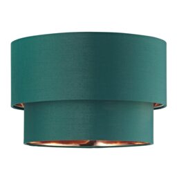 Modern Forest Green Cotton Double Tier Ceiling Shade with Shiny Copper Inner Green Forest Green 1