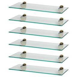 Harbour Housewares Floating Glass Shelf - 50cm - Metallic Brackets - Bathroom Shower Storage Vanity Display Unit Shelf Gold Gold 6