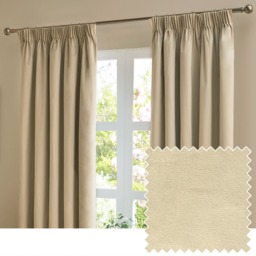 furn. The Ultimate Velvet Room Darkening Pencil Pleat Curtain Pair, Natural, (W)117x (D)137cm Cream Natural One Size