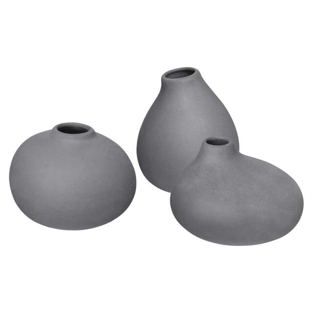Blomus Nona Set of 3 Porcelain Vases - Pewter