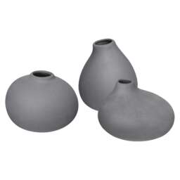 Blomus Nona Set of 3 Porcelain Vases - Pewter
