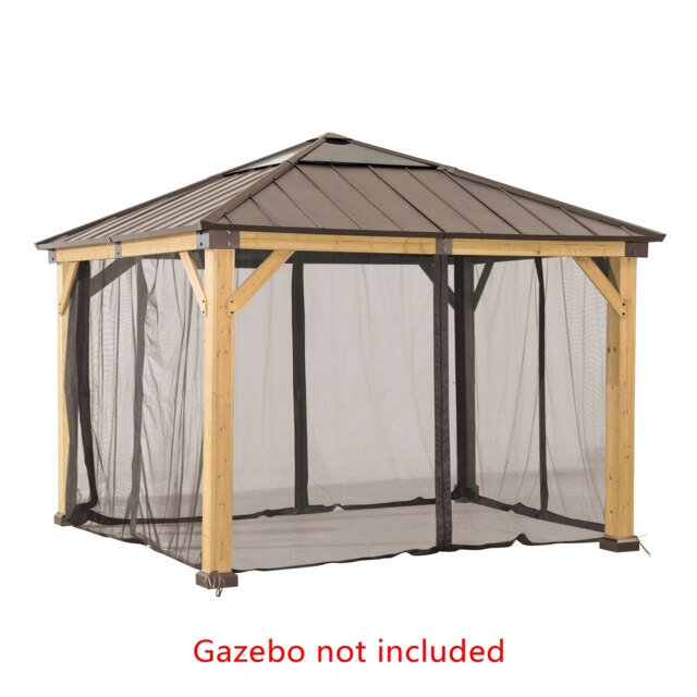 Sunjoy Accessory Netting for Cedar Wooden Gazebo - 3.9m x 3.3m, Khaki(Gazebo Not Included)