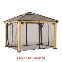Sunjoy Accessory Netting for Cedar Wooden Gazebo - 3.9m x 3.3m, Khaki（Gazebo Not Included）