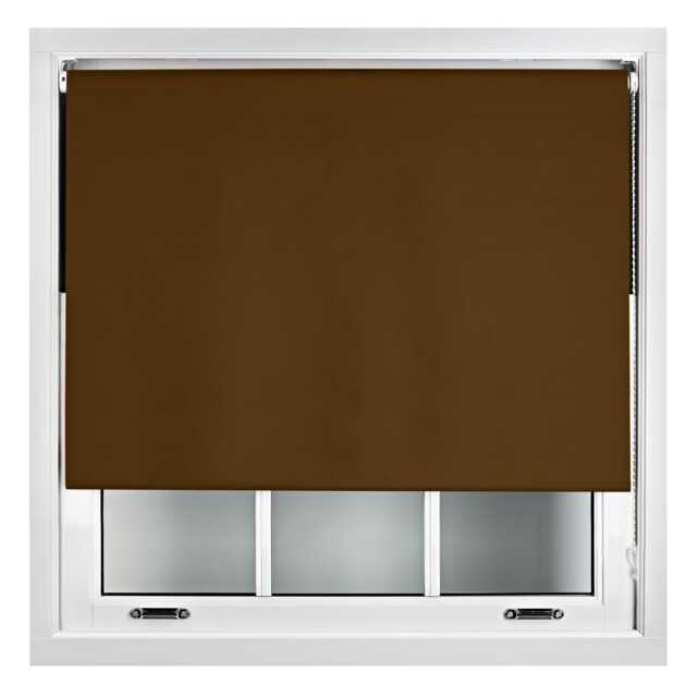 Blackout Roller Blind 240cm Wide x 165cm Long Metal Fittings Brown Brown