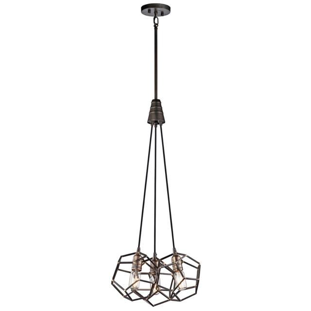 Rocklyn 3 Light Cluster Pendant Cage Light Steel, E27