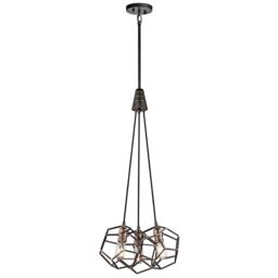 Rocklyn 3 Light Cluster Pendant Cage Light Steel, E27