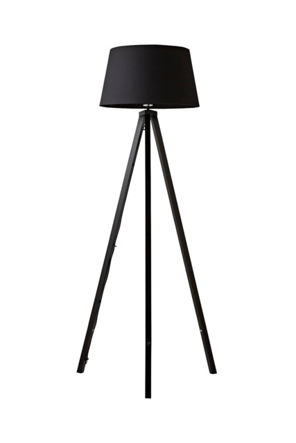 ValueLights Barbro Black Wood Tripod Design Floor Lamp With Black Shade Black