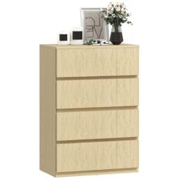 HOMCOM Bedroom Chest of Drawers, 4 Drawers Dresser, Drawer Unit Brown Natural wood finish