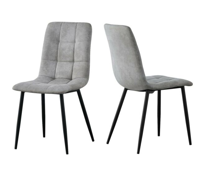 Set of 2 Faux Suede Leather Dining Chairs Henri Light Grey by MCC Direct