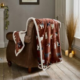 Mixed Kitty Brick Cat Print Flannel Throw with Cosy Sherpa Back – 140x180cm