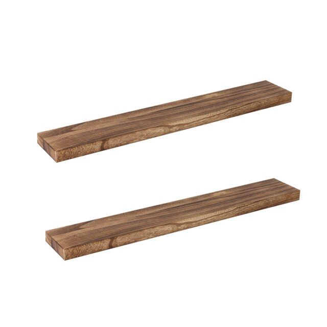 Levede 2PC Wooden Wall Floating Shelves Mounted Storage 35.5IN 90CM Brown Large