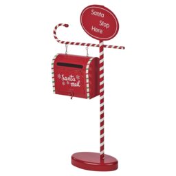 Christmas Wood & Metal Santa Letter Mail Post Box Decorative Red Party Ornament Red Red Small
