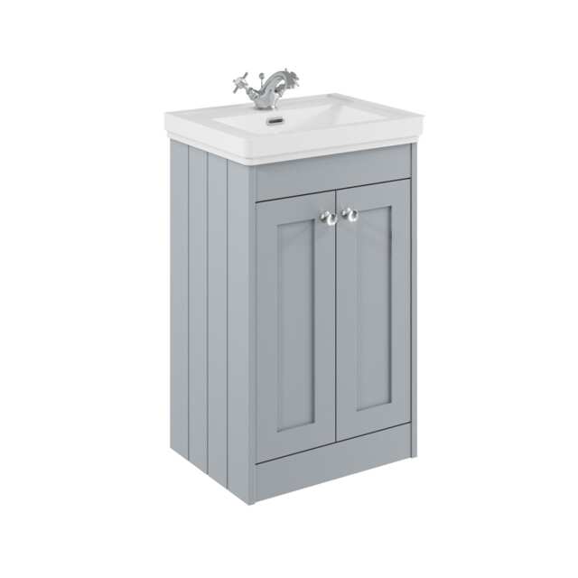 Balterley Floor Standing 2 Door Unit with Classic Basin 1 Tap Hole Grey 800 x 500 x 390mm