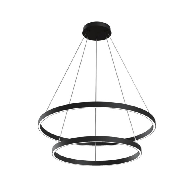 Modern Rim Integrated LED Black 2 Tier Circular Pendant Ceiling Light