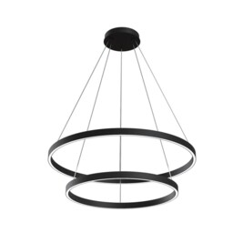 Modern Rim Integrated LED Black 2 Tier Circular Pendant Ceiling Light