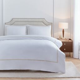 Paoletti Elara Embroidered 100% Cotton Duvet Cover Set Cream Champagne Super King