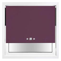 FURNISHED Blackout Roller Blind with Triple Square Eyelets Easy Fit Window Shade Purple Aubergine (W) 180cm x (L) 165cm
