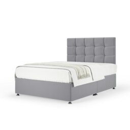 Super Ortho Orthopaedic Silver Plush Velvet Divan Set And Pearl Headboard Small Double