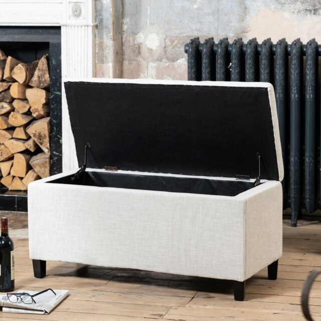 Henbury Fabric Storage Ottoman - Beige