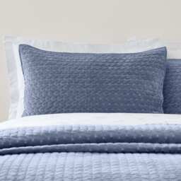Bianca Attica Velvet Embroidered Pillow sham Pair Blue Standard