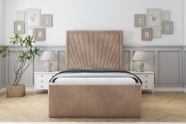 "Sloomy Somerset Mink Naples Deep-Sided Bed Frame With 50"" Upholstered Headboard 4' Small Double"