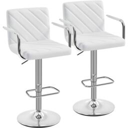Yaheetech Set of 2 Faux Leather Bar Stools White