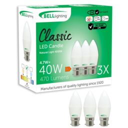 BELL Lighting B22 LED Candle 4.7W Natural White 4000K Energy Saving Light Bulb