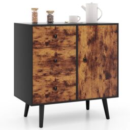 COSTWAY Industrial Storage Cabinet Wooden Buffet Sideboard Adjustable Drawers Door